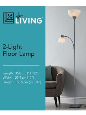 Black Floor Lamp with White Shades